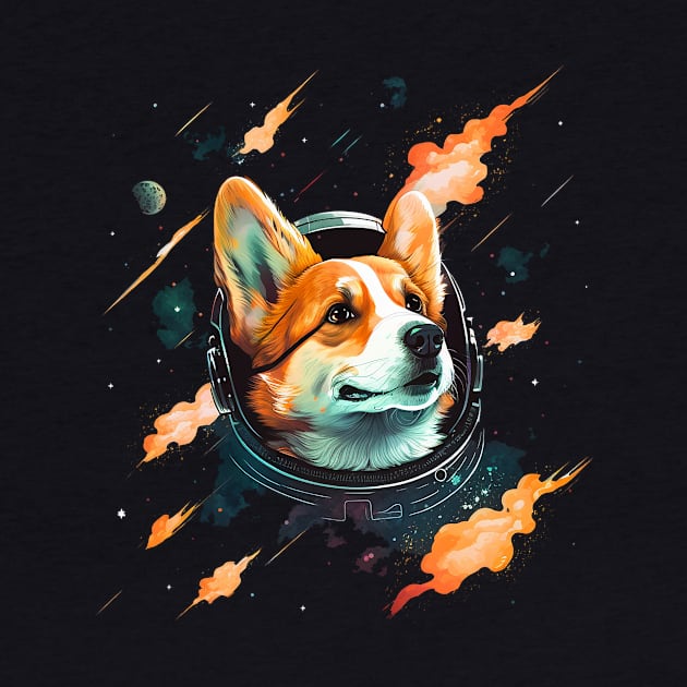 space dog by a cat cooking